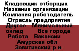 Кладовщик-отборщик › Название организации ­ Компания-работодатель › Отрасль предприятия ­ Другое › Минимальный оклад ­ 1 - Все города Работа » Вакансии   . Амурская обл.,Завитинский р-н